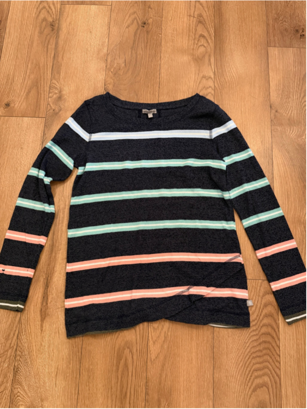 NEW T by Talbots Long Sleeve Striped Boat Neck Lightweight Sweater XS